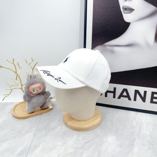 Ralph Lauren Hat White Black Pony Signature Brim Baseball Cap