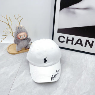 Ralph Lauren Hat White Black Pony Signature Brim Baseball Cap