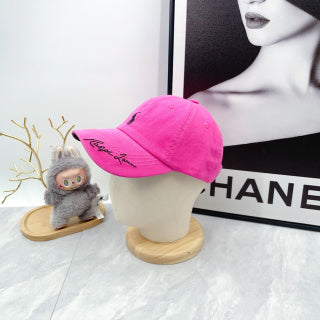 Ralph Lauren Hat Hot Pink Black Pony Script Brim Cap