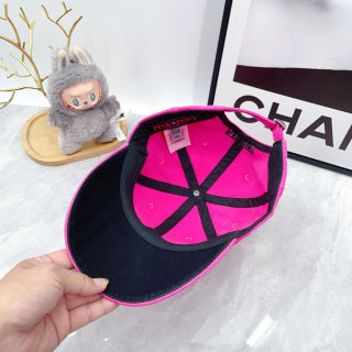 Ralph Lauren Hat Hot Pink Black Pony Script Brim Cap