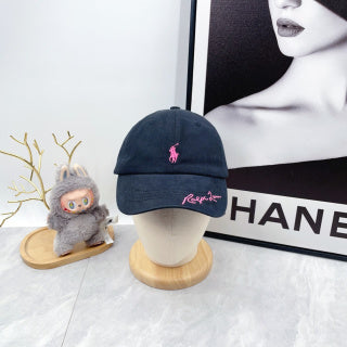 Ralph Lauren Hat Navy Pink Pony Script Brim Baseball Cap