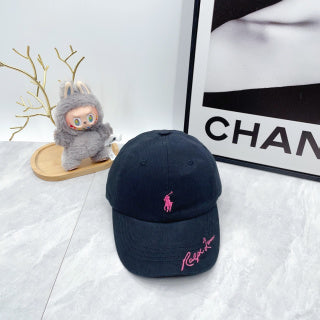 Ralph Lauren Hat Navy Pink Pony Script Brim Baseball Cap