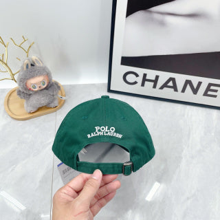 Ralph Lauren Hat Classic Green Baseball Cap with Front Polo Bear Embroidery