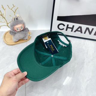 Ralph Lauren Hat Classic Green Baseball Cap with Front Polo Bear Embroidery