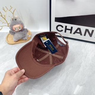 Ralph Lauren Hat Cocoa Brown Baseball Cap with Front Polo Bear Embroidery