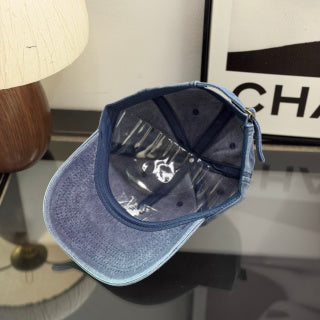 Ralph Lauren Hat Faded Denim Blue Baseball Cap with White Pony Embroidery