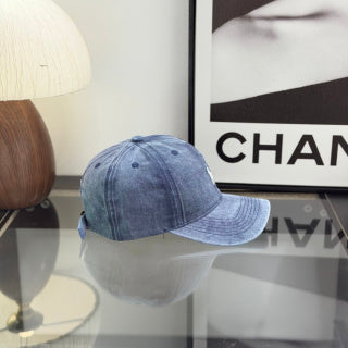 Ralph Lauren Hat Faded Denim Blue Baseball Cap with White Pony Embroidery