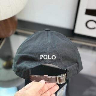 Ralph Lauren Hat Black Baseball Cap with White Pony Embroidery
