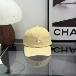 Ralph Lauren Hat Light Butter Yellow Baseball Cap with White Pony Embroidery