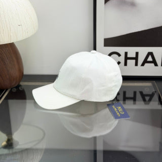Ralph Lauren Hat White Paneled Baseball Cap with Navy Pony Logo