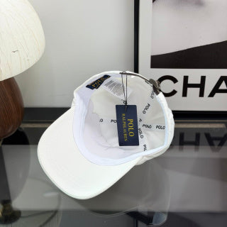 Ralph Lauren Hat White Paneled Baseball Cap with Navy Pony Logo