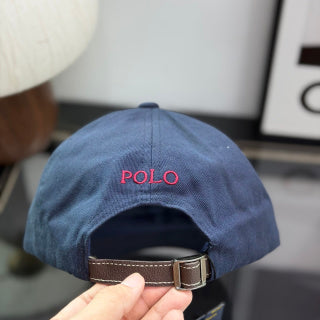 Ralph Lauren Hat Navy Baseball Cap with Red Pony Embroidery and POLO Back Strap