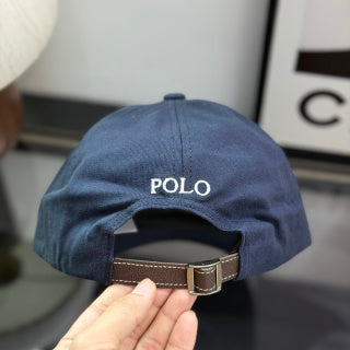 Ralph Lauren Hat Navy Baseball Cap with Adjustable Back Strap and White Pony Embroidery