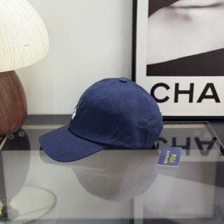 Ralph Lauren Hat Navy Baseball Cap with Adjustable Back Strap and White Pony Embroidery