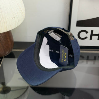 Ralph Lauren Hat Navy Baseball Cap with Adjustable Back Strap and White Pony Embroidery