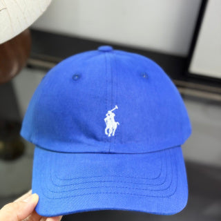 Ralph Lauren Hat Vibrant Blue Baseball Cap with White Pony Embroidery