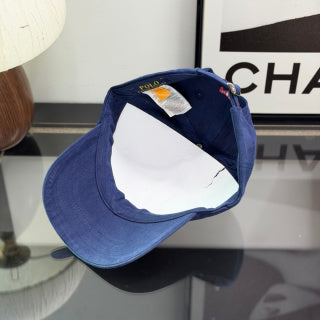Ralph Lauren Hat Washed Blue Baseball Cap with Red Pony Embroidery