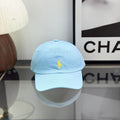 Ralph Lauren Hat Baby Blue Baseball Cap with Yellow Pony Embroidery