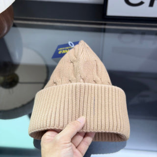 Ralph Lauren Hat Oatmeal Beige Cable Knit Beanie with Tonal Pony Embroidery
