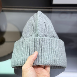 Ralph Lauren Hat Light Heather Mint Cable Knit Beanie with Navy Pony Embroidery