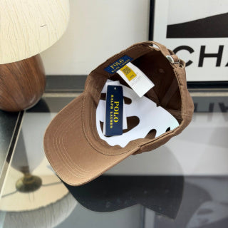 Ralph Lauren Hat Medium Brown Baseball Cap with White Pony Embroidery