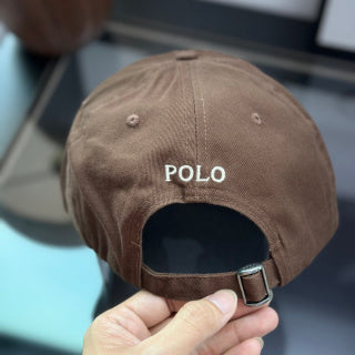 Ralph Lauren Hat Medium Brown Baseball Cap with White Pony Embroidery