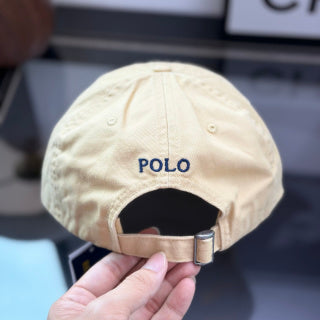 Ralph Lauren Hat Butter Yellow Baseball Cap with Navy Pony Embroidery