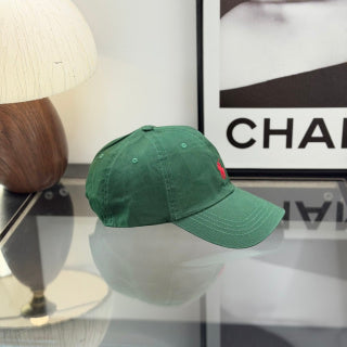 Ralph Lauren Hat Deep Green Baseball Cap with Red Pony Embroidery