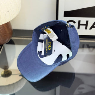 Ralph Lauren Hat Washed Navy Baseball Cap with White Pony Embroidery