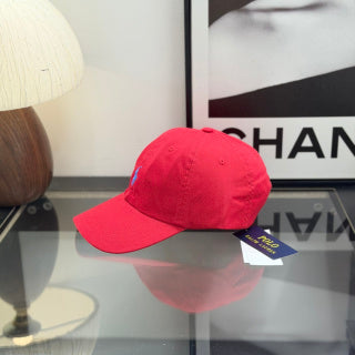 Ralph Lauren Hat True Red Baseball Cap with Royal Blue Pony Embroidery