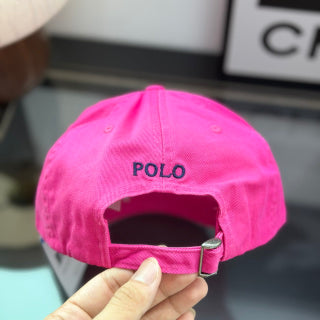 Ralph Lauren Hat Vivid Fuchsia Baseball Cap with Navy Pony Embroidery