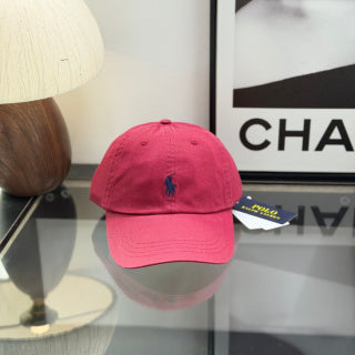 Ralph Lauren Hat Raspberry Pink Baseball Cap with Navy Pony Embroidery