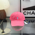 Ralph Lauren Hat Hot Pink Side-View Baseball Cap with Blue Pony Embroidery