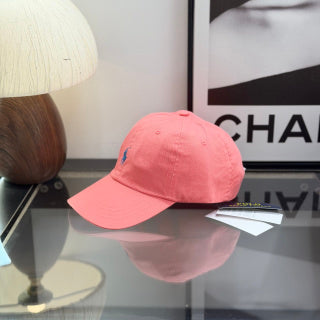 Ralph Lauren Hat Coral Pink Baseball Cap with Blue Pony Embroidery