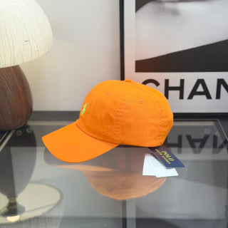 Ralph Lauren Hat Orange Baseball Cap with Lime Green Pony Embroidery
