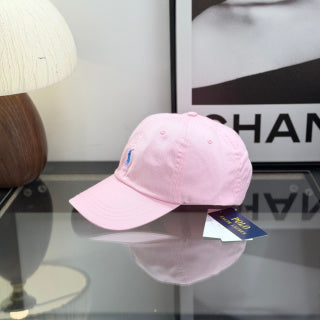 Ralph Lauren Hat Pastel Pink Baseball Cap with Cobalt Blue Pony Embroidery