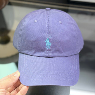 Ralph Lauren Hat Lavender Baseball Cap with Light Blue Pony Embroidery