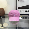 Ralph Lauren Hat Rose Pink Baseball Cap with Light Blue Pony Embroidery