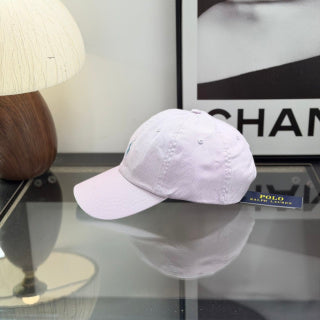 Ralph Lauren Hat Pale Pink Baseball Cap with Blue Pony Embroidery
