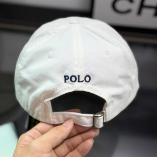 Ralph Lauren Hat Cream Baseball Cap with Navy Pony Embroidery