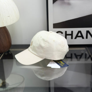 Ralph Lauren Hat Off-White Baseball Cap with Tonal Pony Embroidery