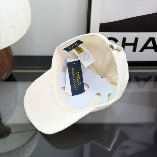 Ralph Lauren Hat Off-White Baseball Cap with Tonal Pony Embroidery