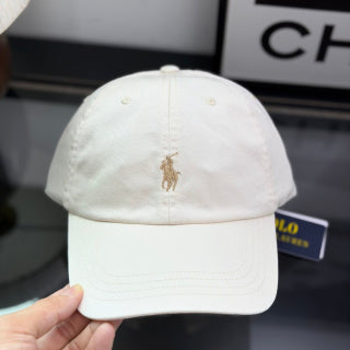 Ralph Lauren Hat Off-White Baseball Cap with Tonal Pony Embroidery