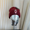 Ralph Lauren Hat Deep Burgundy Ribbed Knit Beanie with Front Polo Bear Patch
