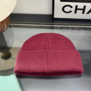 Ralph Lauren Hat Burgundy Ribbed Knit Beanie with White Pony Logo