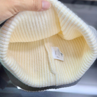 Ralph Lauren Hat Cream Fold-Cuff Black Pony Ribbed Beanie