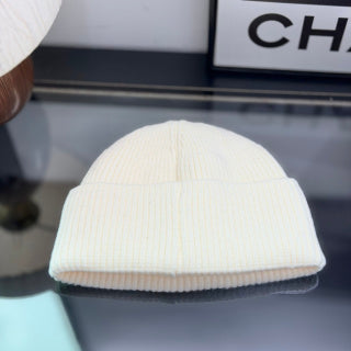 Ralph Lauren Hat Cream Fold-Cuff Black Pony Ribbed Beanie