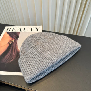 Ralph Lauren Hat Gray Ribbed-Knit White Pony Beanie
