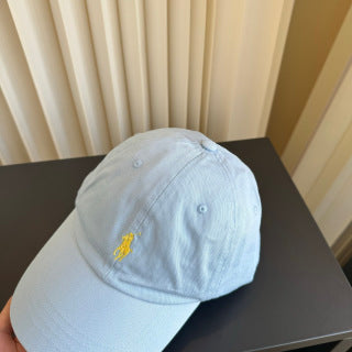 Ralph Lauren Hat Powder Sky Blue Yellow Pony Washed Baseball Cap