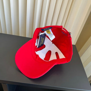Ralph Lauren Hat Scarlet Red Blue Pony Relaxed Baseball Cap